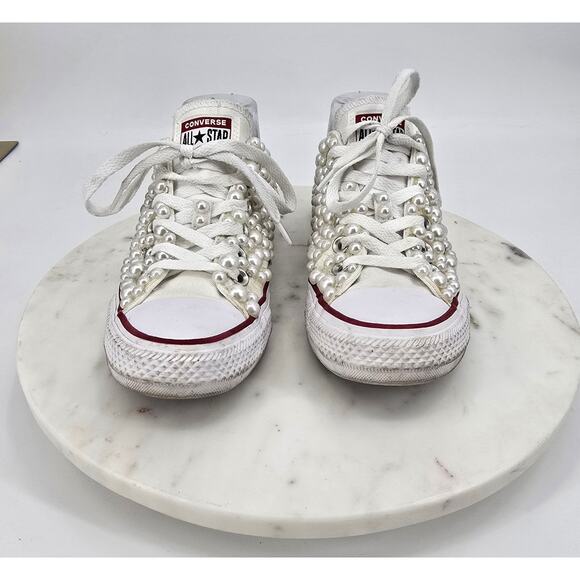 Custom Pearl Converse All Star Low Tops - - Picture 4 of 8